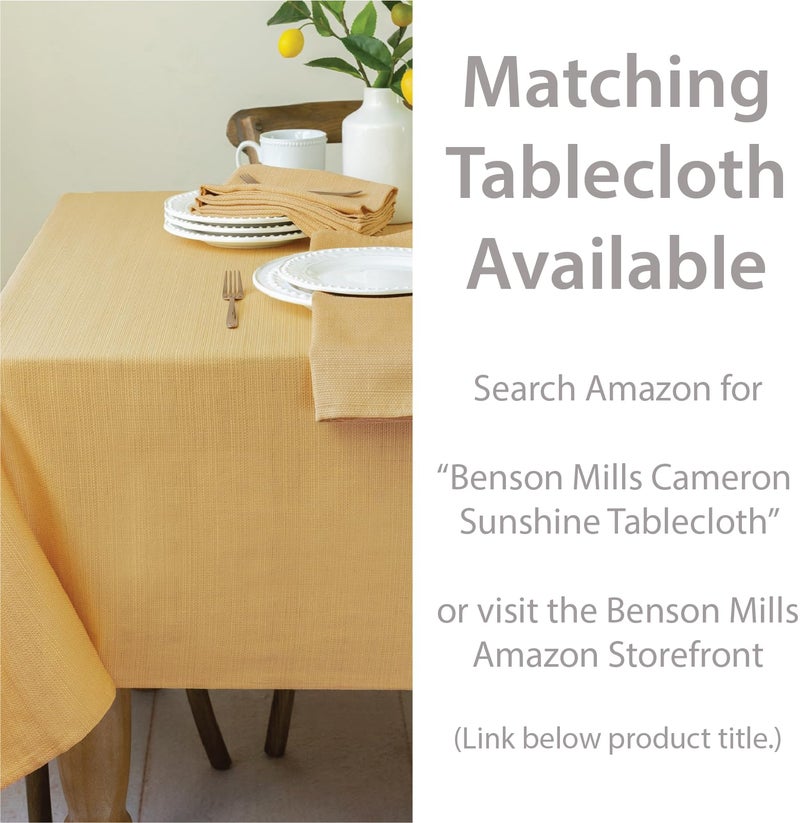 Benson Mills Cameron Textured Fabric Cloth Napkins, for Everyday Home Dining, Parties, Fall, Autumn, Holiday, and Thanksgiving Tablecloths (18" x 18" Napkin Set of 4, Sunshine/Yellow) - Image 5